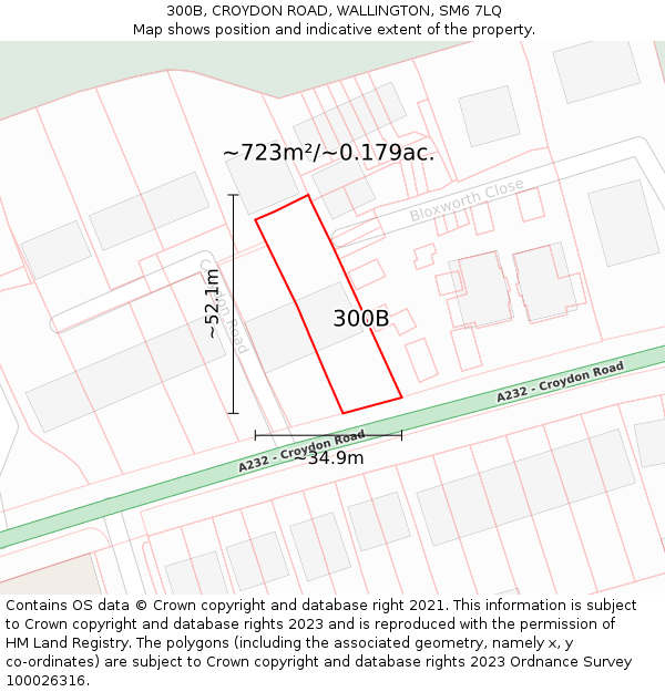 300B, CROYDON ROAD, WALLINGTON, SM6 7LQ: Plot and title map