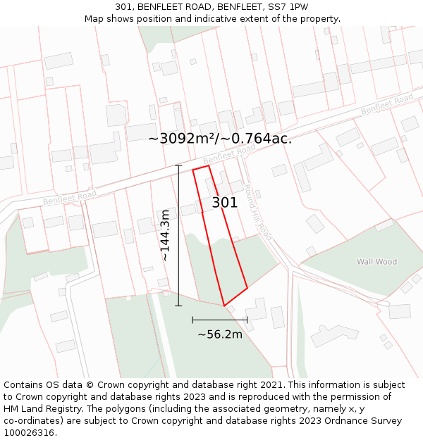 301, BENFLEET ROAD, BENFLEET, SS7 1PW: Plot and title map