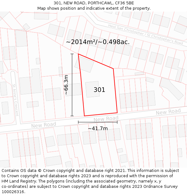 301, NEW ROAD, PORTHCAWL, CF36 5BE: Plot and title map