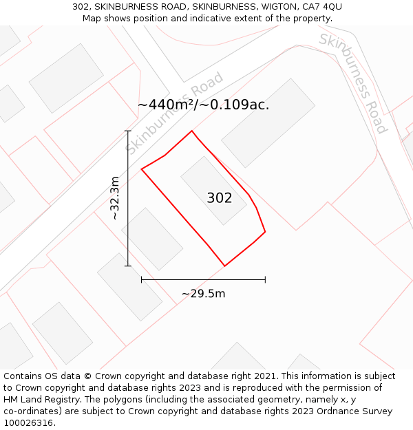 302, SKINBURNESS ROAD, SKINBURNESS, WIGTON, CA7 4QU: Plot and title map