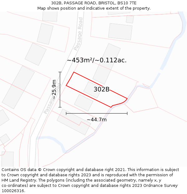 302B, PASSAGE ROAD, BRISTOL, BS10 7TE: Plot and title map