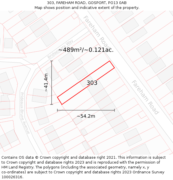 303, FAREHAM ROAD, GOSPORT, PO13 0AB: Plot and title map