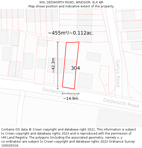 304, DEDWORTH ROAD, WINDSOR, SL4 4JR: Plot and title map