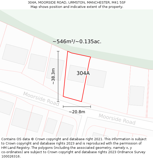 304A, MOORSIDE ROAD, URMSTON, MANCHESTER, M41 5SF: Plot and title map