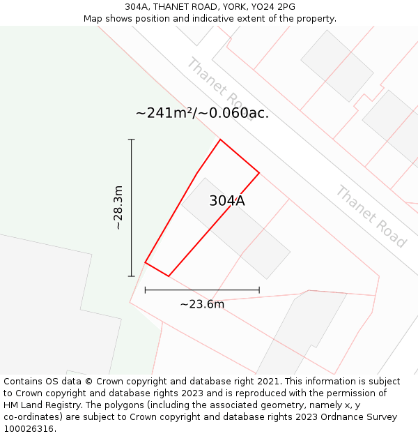 304A, THANET ROAD, YORK, YO24 2PG: Plot and title map