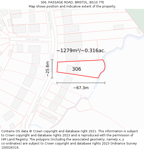 306, PASSAGE ROAD, BRISTOL, BS10 7TE: Plot and title map