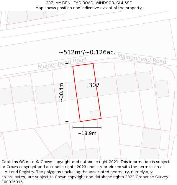 307, MAIDENHEAD ROAD, WINDSOR, SL4 5SE: Plot and title map