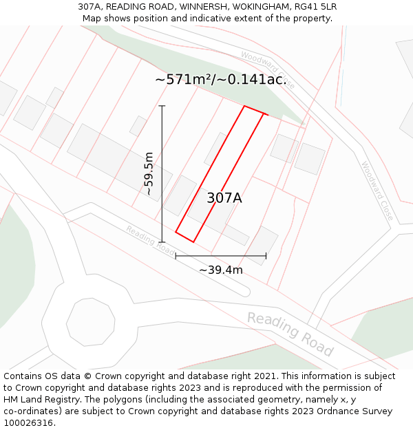307A, READING ROAD, WINNERSH, WOKINGHAM, RG41 5LR: Plot and title map