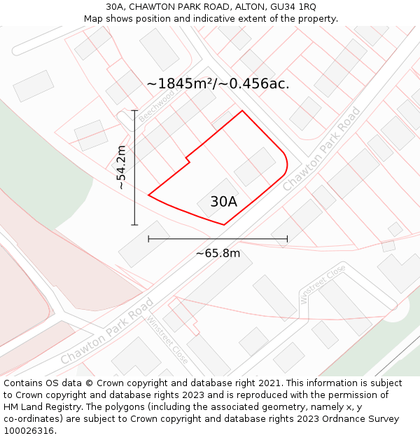 30A, CHAWTON PARK ROAD, ALTON, GU34 1RQ: Plot and title map