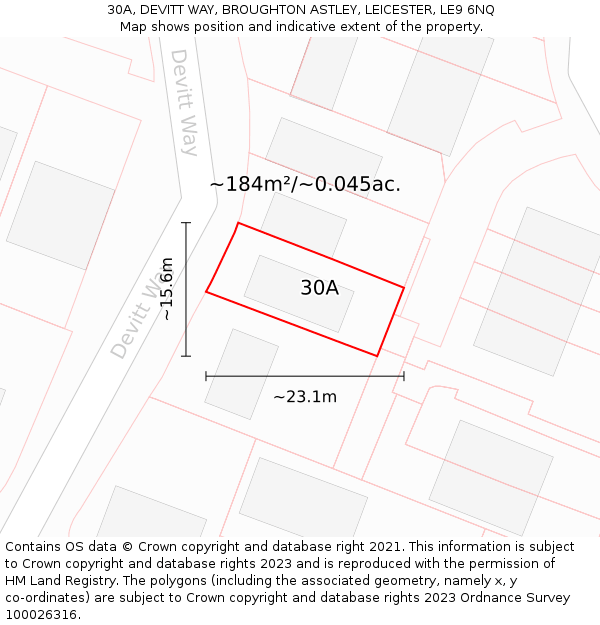 30A, DEVITT WAY, BROUGHTON ASTLEY, LEICESTER, LE9 6NQ: Plot and title map