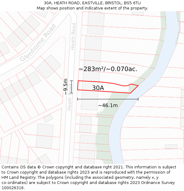 30A, HEATH ROAD, EASTVILLE, BRISTOL, BS5 6TU: Plot and title map