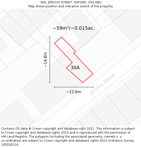 30A, JERICHO STREET, OXFORD, OX2 6BU: Plot and title map