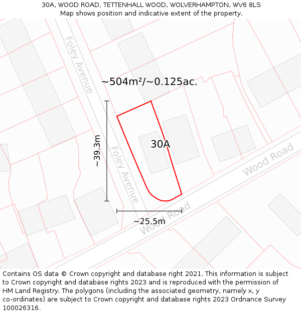 30A, WOOD ROAD, TETTENHALL WOOD, WOLVERHAMPTON, WV6 8LS: Plot and title map