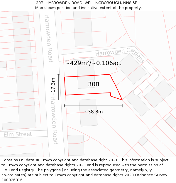 30B, HARROWDEN ROAD, WELLINGBOROUGH, NN8 5BH: Plot and title map