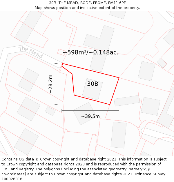 30B, THE MEAD, RODE, FROME, BA11 6PF: Plot and title map