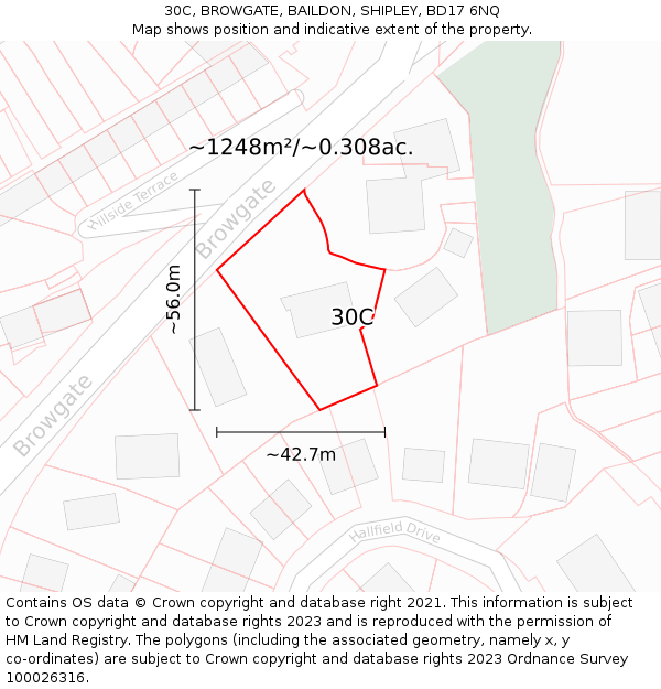 30C, BROWGATE, BAILDON, SHIPLEY, BD17 6NQ: Plot and title map