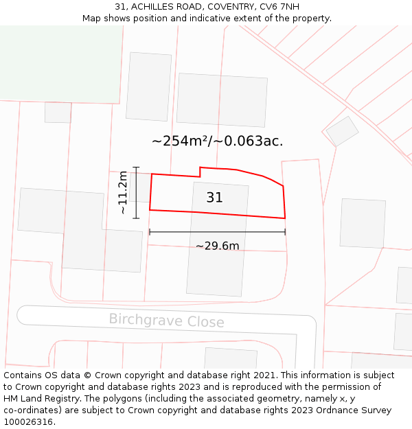 31, ACHILLES ROAD, COVENTRY, CV6 7NH: Plot and title map