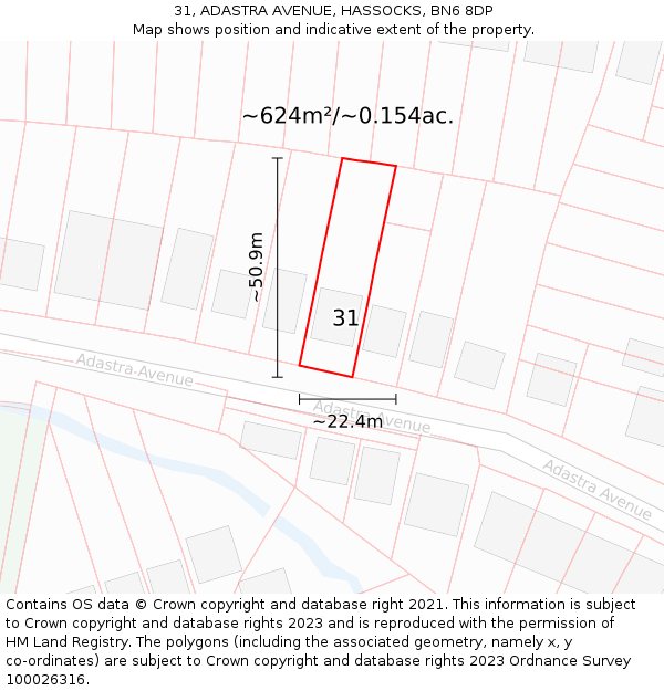 31, ADASTRA AVENUE, HASSOCKS, BN6 8DP: Plot and title map