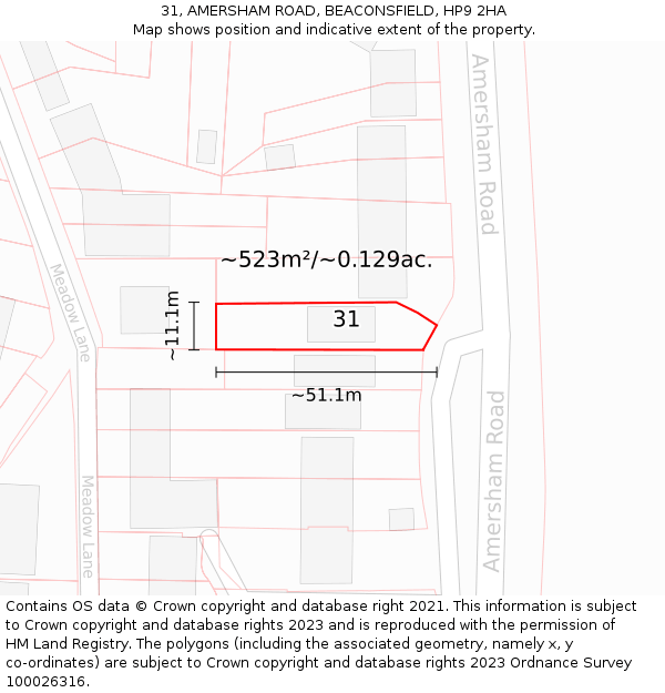 31, AMERSHAM ROAD, BEACONSFIELD, HP9 2HA: Plot and title map