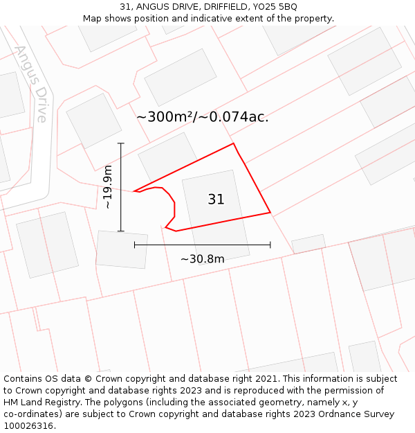 31, ANGUS DRIVE, DRIFFIELD, YO25 5BQ: Plot and title map