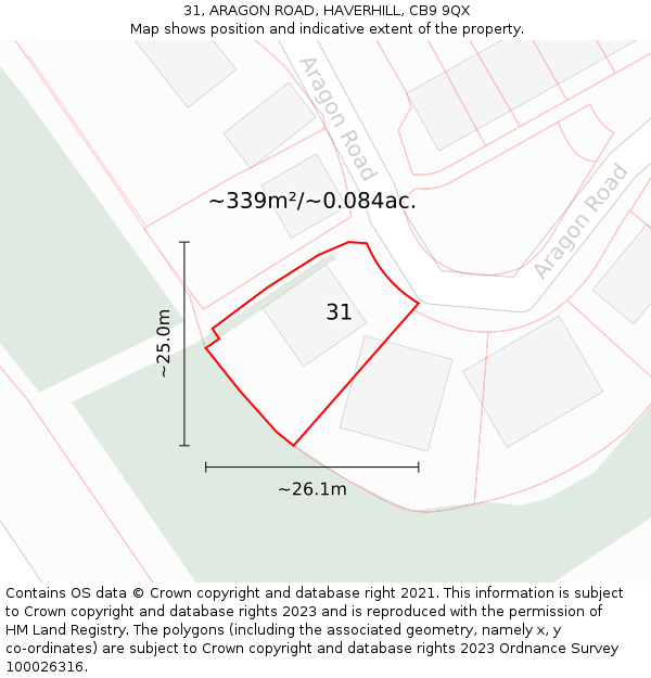 31, ARAGON ROAD, HAVERHILL, CB9 9QX: Plot and title map