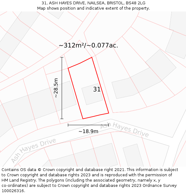 31, ASH HAYES DRIVE, NAILSEA, BRISTOL, BS48 2LG: Plot and title map