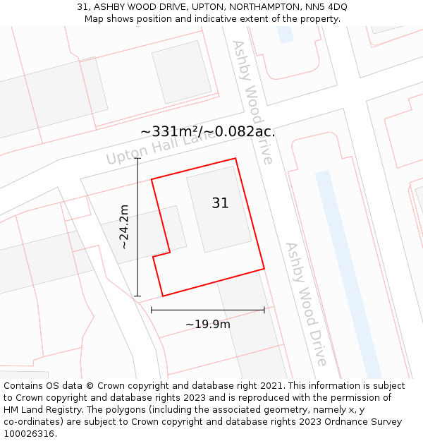 31, ASHBY WOOD DRIVE, UPTON, NORTHAMPTON, NN5 4DQ: Plot and title map