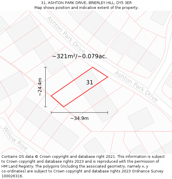 31, ASHTON PARK DRIVE, BRIERLEY HILL, DY5 3ER: Plot and title map