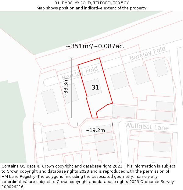 31, BARCLAY FOLD, TELFORD, TF3 5GY: Plot and title map