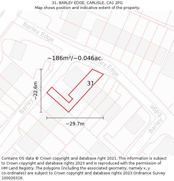 31, BARLEY EDGE, CARLISLE, CA1 2PG: Plot and title map