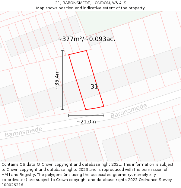 31, BARONSMEDE, LONDON, W5 4LS: Plot and title map