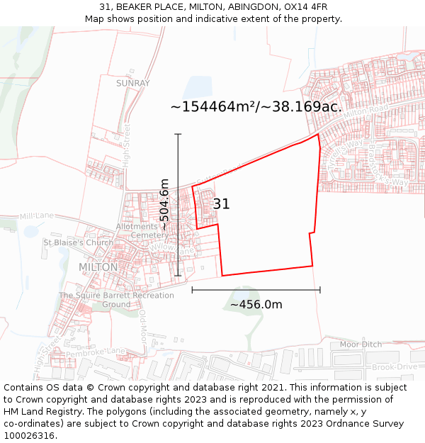 31, BEAKER PLACE, MILTON, ABINGDON, OX14 4FR: Plot and title map