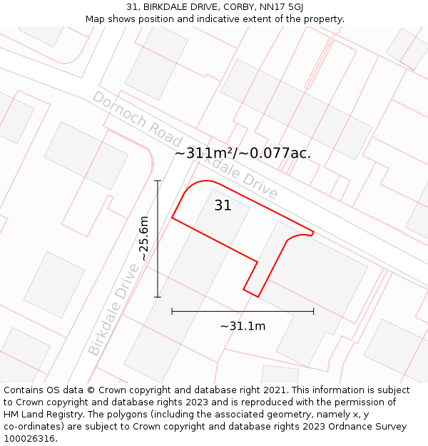 31, BIRKDALE DRIVE, CORBY, NN17 5GJ: Plot and title map