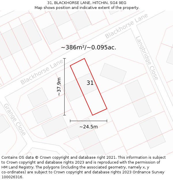 31, BLACKHORSE LANE, HITCHIN, SG4 9EG: Plot and title map