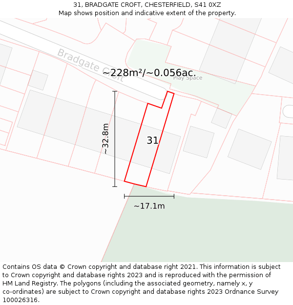 31, BRADGATE CROFT, CHESTERFIELD, S41 0XZ: Plot and title map