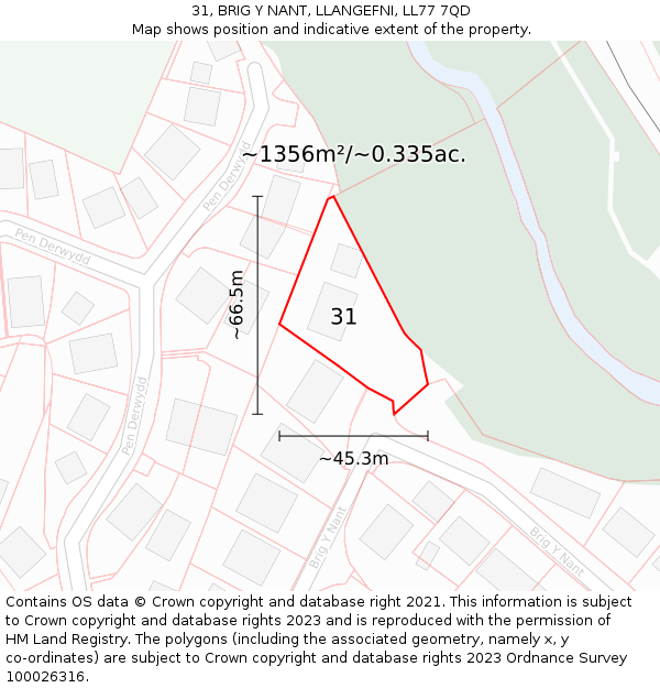 31, BRIG Y NANT, LLANGEFNI, LL77 7QD: Plot and title map