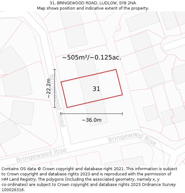 31, BRINGEWOOD ROAD, LUDLOW, SY8 2NA: Plot and title map