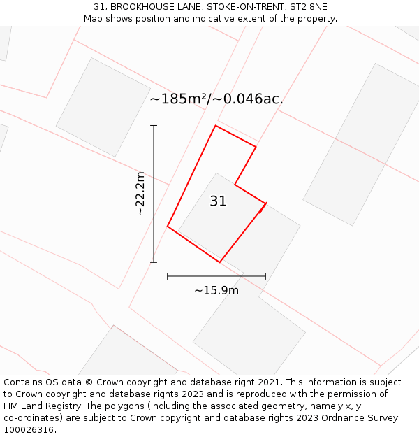 31, BROOKHOUSE LANE, STOKE-ON-TRENT, ST2 8NE: Plot and title map