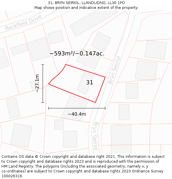 31, BRYN SEIRIOL, LLANDUDNO, LL30 1PD: Plot and title map