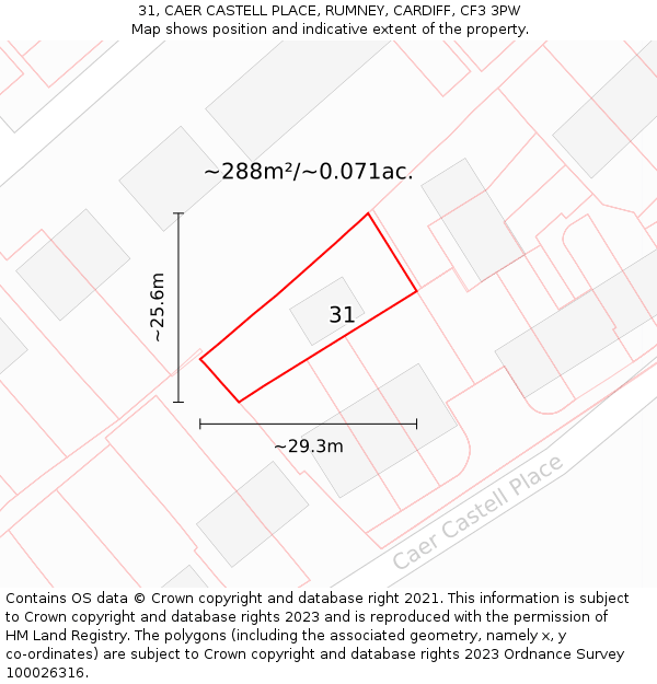 31, CAER CASTELL PLACE, RUMNEY, CARDIFF, CF3 3PW: Plot and title map