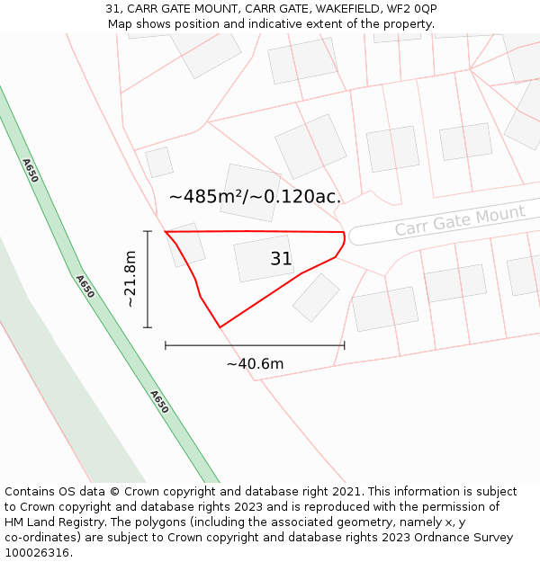 31, CARR GATE MOUNT, CARR GATE, WAKEFIELD, WF2 0QP: Plot and title map