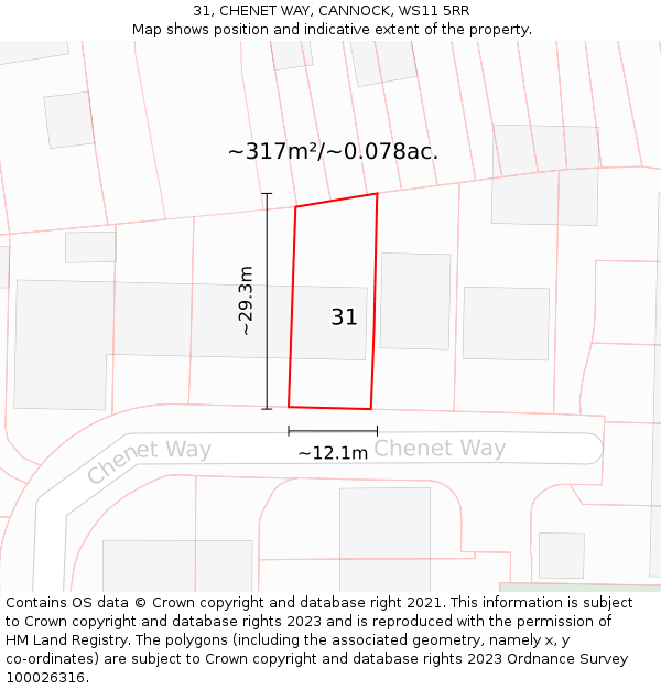 31, CHENET WAY, CANNOCK, WS11 5RR: Plot and title map