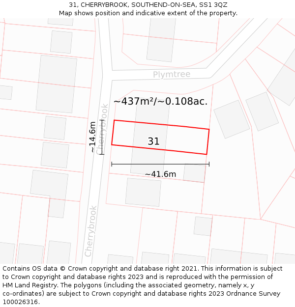 31, CHERRYBROOK, SOUTHEND-ON-SEA, SS1 3QZ: Plot and title map