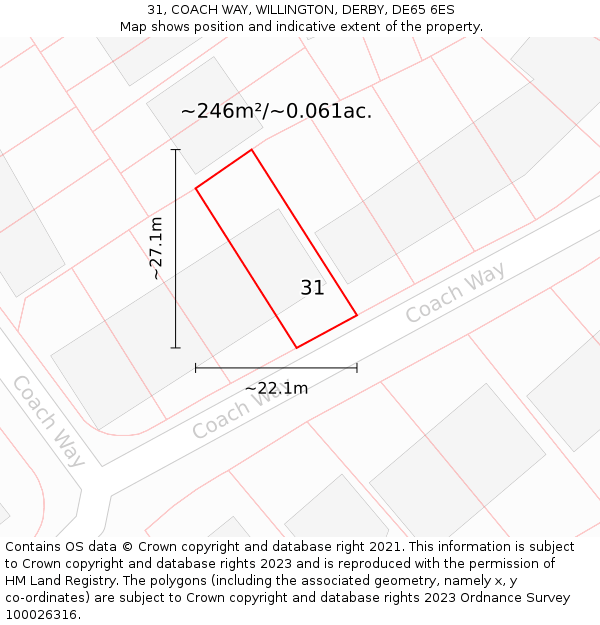 31, COACH WAY, WILLINGTON, DERBY, DE65 6ES: Plot and title map