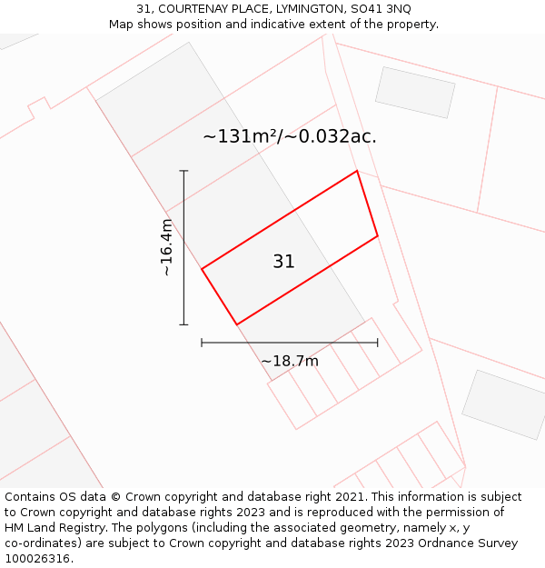 31, COURTENAY PLACE, LYMINGTON, SO41 3NQ: Plot and title map