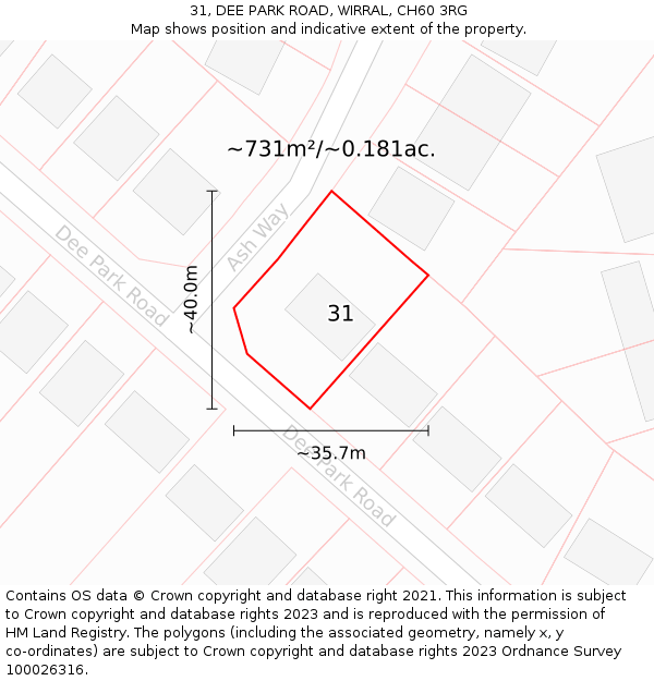 31, DEE PARK ROAD, WIRRAL, CH60 3RG: Plot and title map