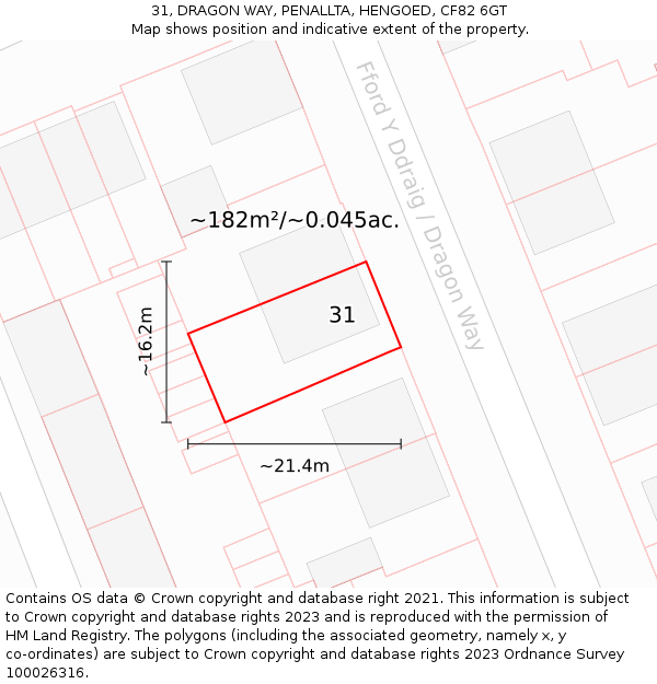 31, DRAGON WAY, PENALLTA, HENGOED, CF82 6GT: Plot and title map