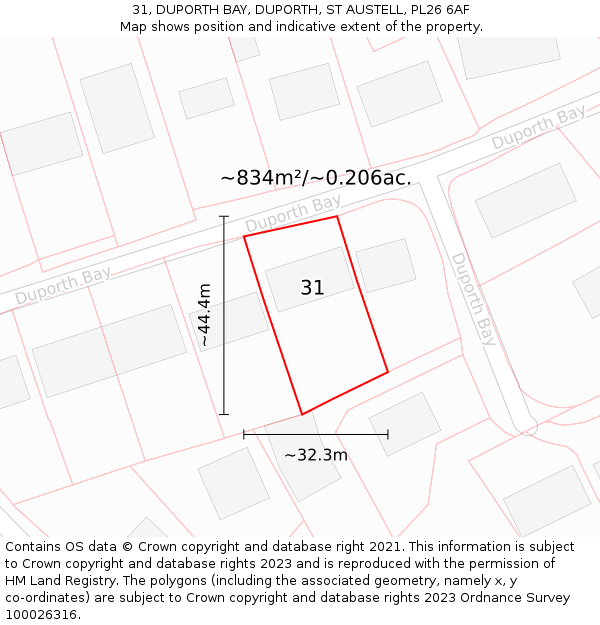 31, DUPORTH BAY, DUPORTH, ST AUSTELL, PL26 6AF: Plot and title map