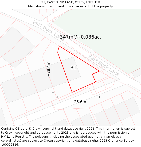 31, EAST BUSK LANE, OTLEY, LS21 1TB: Plot and title map