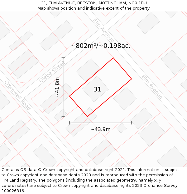 31, ELM AVENUE, BEESTON, NOTTINGHAM, NG9 1BU: Plot and title map